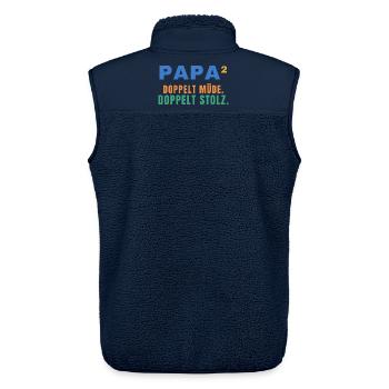 Papa² – Doppelt müde. Doppelt stolz. - Unisex Sherpaweste von Stanley/Stella - Navy - Hinten - AI Model Male 178 light (178cm)