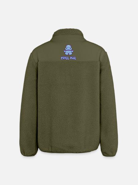Chill Mal Hippo Meditation - Relaxed Fit Unisex Sherpajacke von Stanley/Stella - Khaki