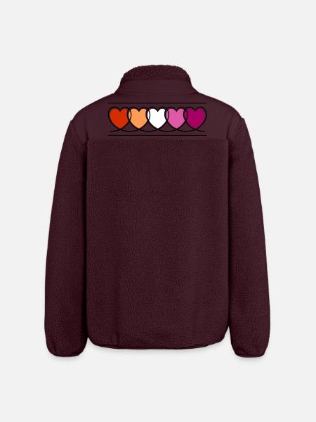 Lesbian Lesbian Hearts - Relaxed Fit Unisex Sherpa Jacket by Stanley/Stella - maroon