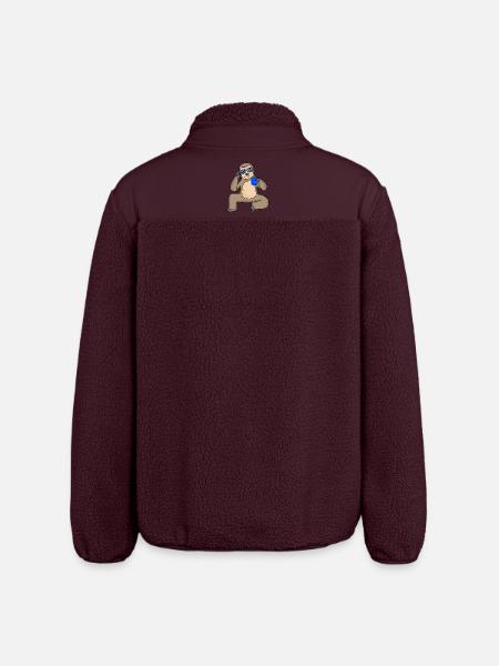 Sloth with glasses and coffee - Relaxed Fit Unisex Sherpa Jacket by Stanley/Stella - maroon