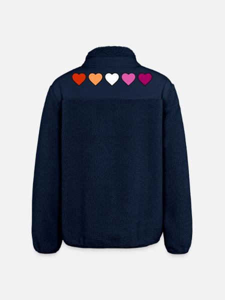 Lesbian Lesbian Lesbian Hearts - Relaxed Fit Unisex Sherpa Jacket by Stanley/Stella - navy