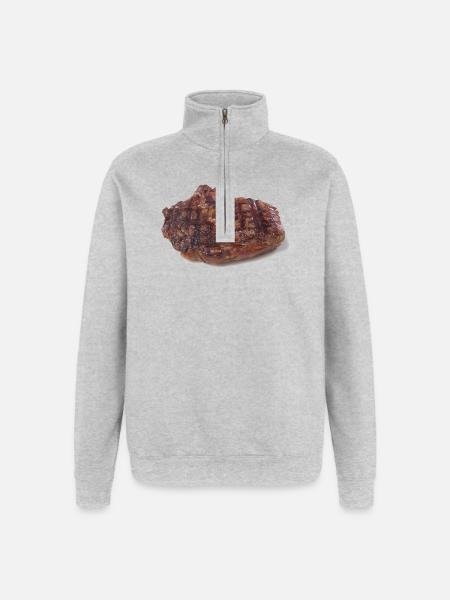 Steak - Sweat à zip 1/4 - gris chiné