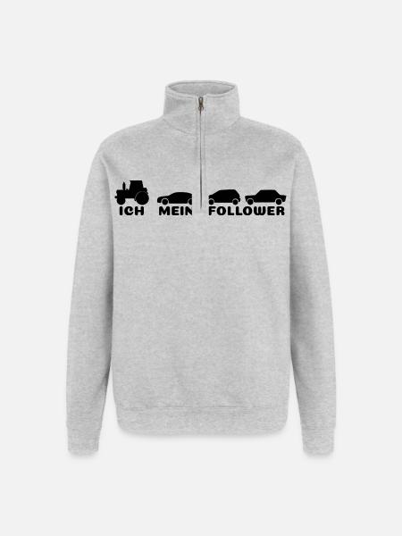 Ich meine Follower - Quarter-Zip-Sweatshirt - Grau meliert