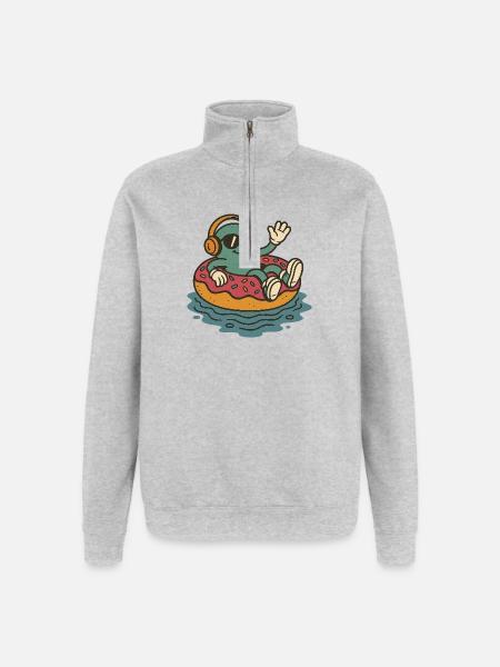 Pool-Day - Quarter-Zip-Sweatshirt - Grau meliert