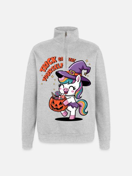 Trick Or Treat Yourself - Quarter-Zip Sweatshirt - heather grey