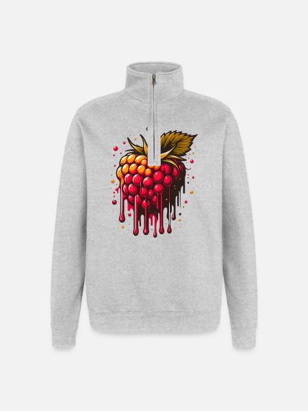 Two-tone dripping raspberry - Quarter-Zip Sweatshirt - heather grey