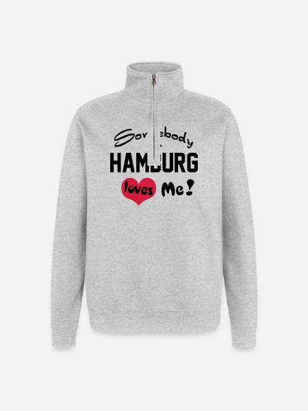 hamburg - Quarter-Zip-Sweatshirt - Grau meliert