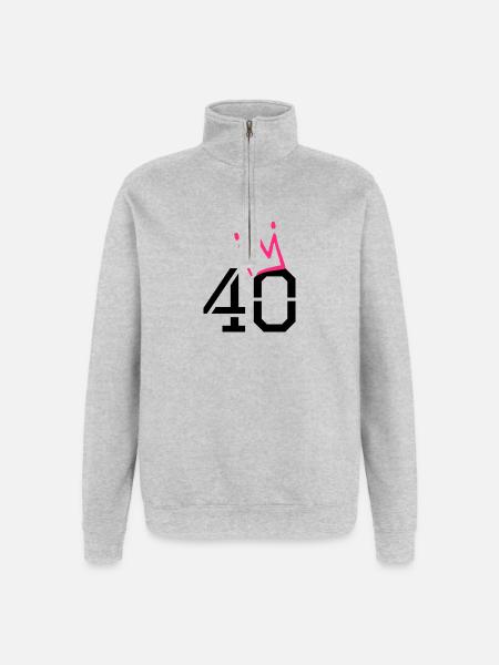 40 crown - 40th birthday - Quarter-Zip Sweatshirt - heather grey