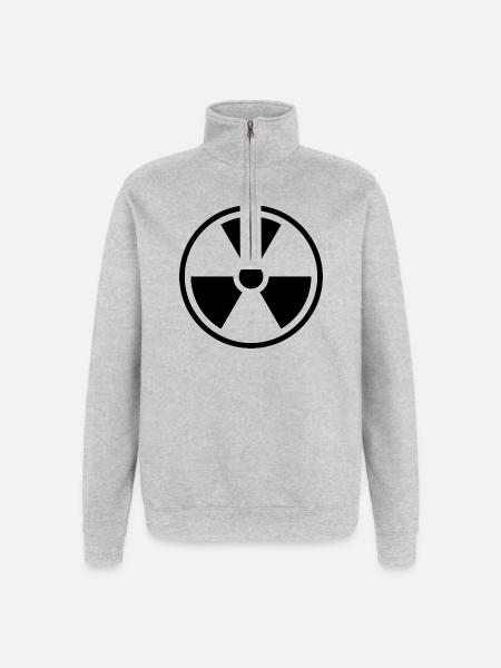Radiation Solid Icon Nuclear Warning Symbol - Quarter-Zip Sweatshirt - heather grey
