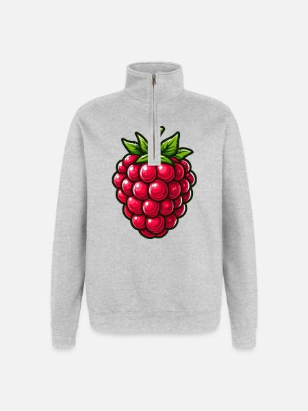 Raspberry, fruit - Quarter-Zip Sweatshirt - heather grey