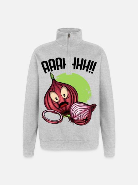 Onion chaos neon illustration - Quarter-Zip Sweatshirt - heather grey