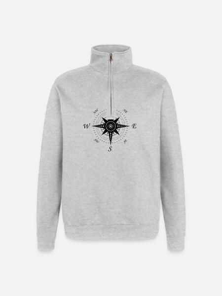 Wind Rose - compass - retro - Quarter-Zip Sweatshirt - heather grey