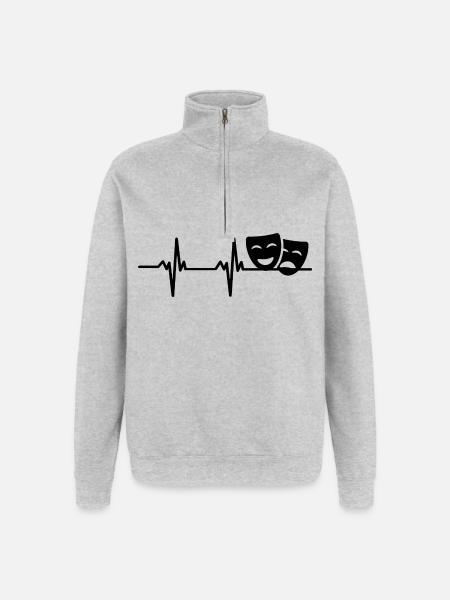 Drama Masks Theatre Heart palpitations - Quarter-Zip Sweatshirt - heather grey