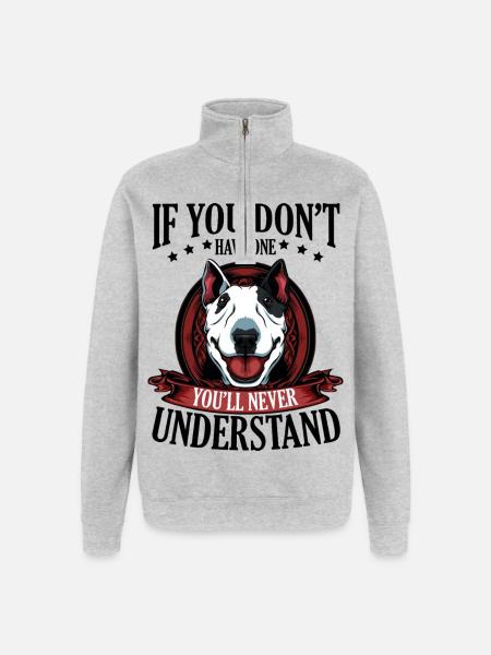 Bull Terrier - Sweat à zip 1/4 - gris chiné