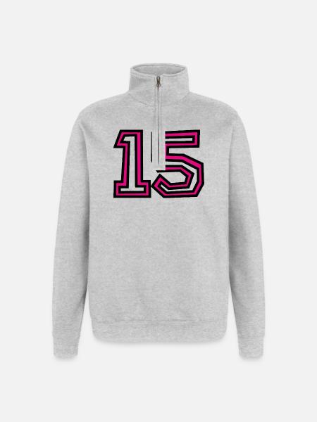 15 - Quarter-Zip-Sweatshirt - Grau meliert