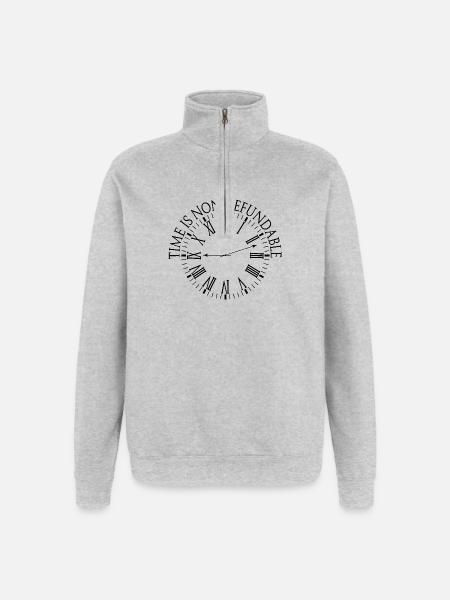 Le temps n’est pas remboursable - Sweat à zip 1/4 - gris chiné