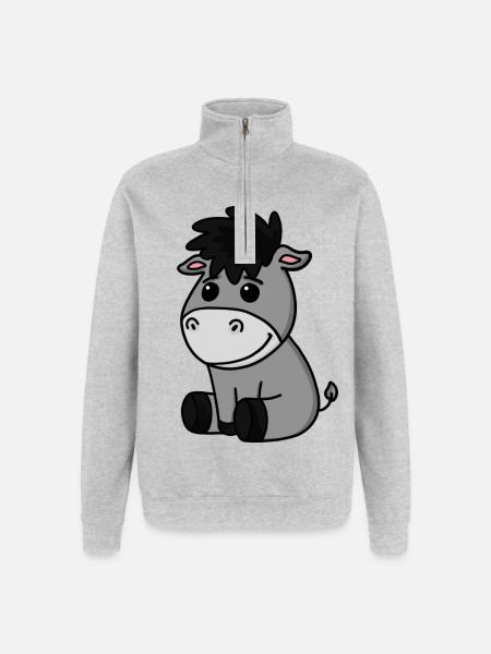 Bébé âne - Sweat à zip 1/4 - gris chiné