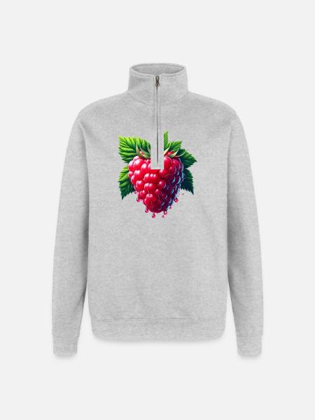 Runny leafy raspberry - Quarter-Zip Sweatshirt - heather grey