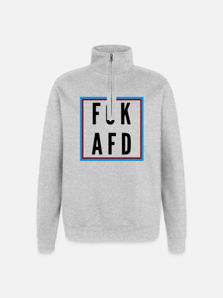 AFD Nein Danke! - Quarter-Zip-Sweatshirt - Grau meliert