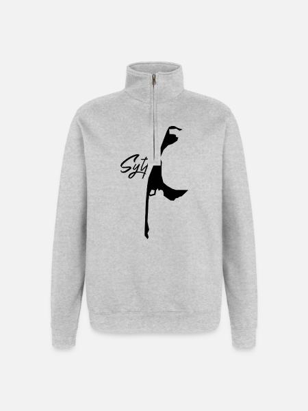 Insel Sylt - Quarter-Zip-Sweatshirt - Grau meliert