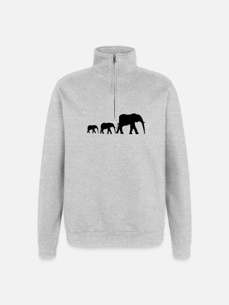 Elefantenfamilie - Quarter-Zip-Sweatshirt - Grau meliert
