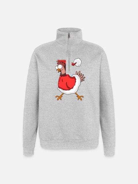 Poulet de Noël - Sweat à zip 1/4 - gris chiné
