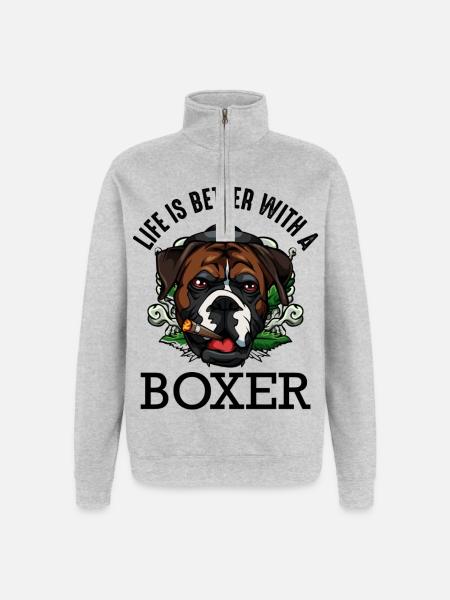 boxeur - Sweat à zip 1/4 - gris chiné