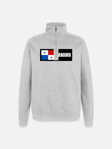 Panama Flagge - Quarter-Zip-Sweatshirt - Grau meliert