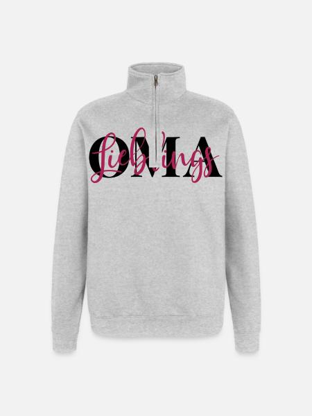Lieblingsoma Oma - Quarter-Zip-Sweatshirt - Grau meliert