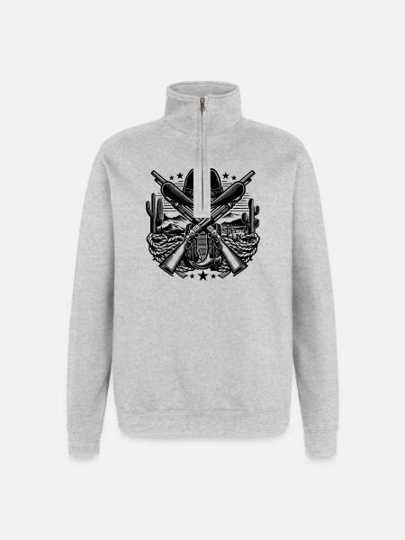 Western Logo 2 - Quarter-Zip-Sweatshirt - Grau meliert