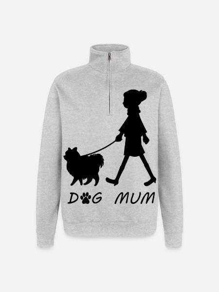 Dog Mum - Quarter-Zip Sweatshirt - heather grey