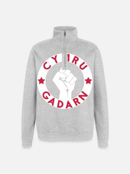 Cymru Gadarn - Quarter-Zip-Sweatshirt - Grau meliert