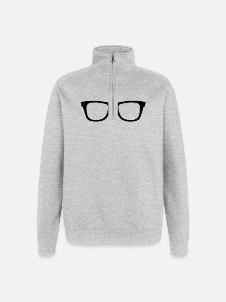 Lunettes - Sweat à zip 1/4 - gris chiné