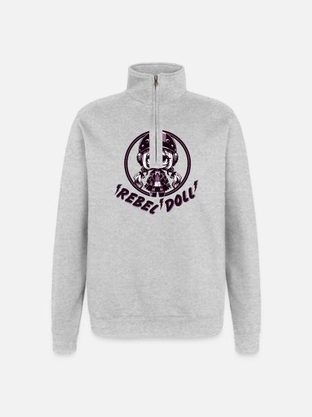 Rebellische Puppe - Quarter-Zip-Sweatshirt - Grau meliert