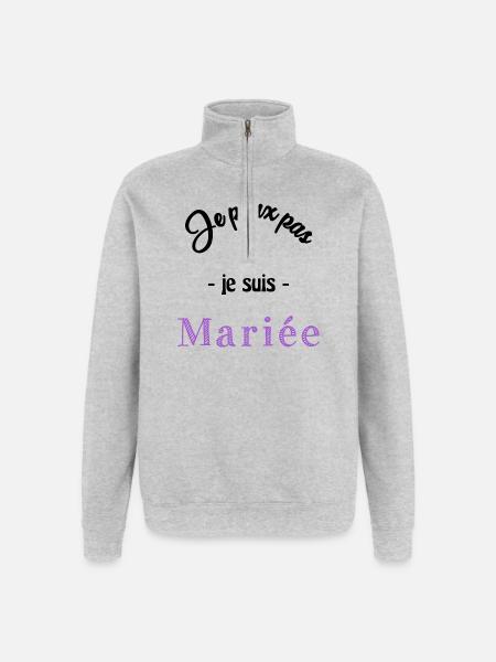MARIEE. EVJF - Sweat à zip 1/4 - gris chiné
