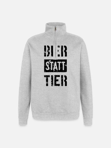 BIER STATT TIER - Quarter-Zip-Sweatshirt - Grau meliert
