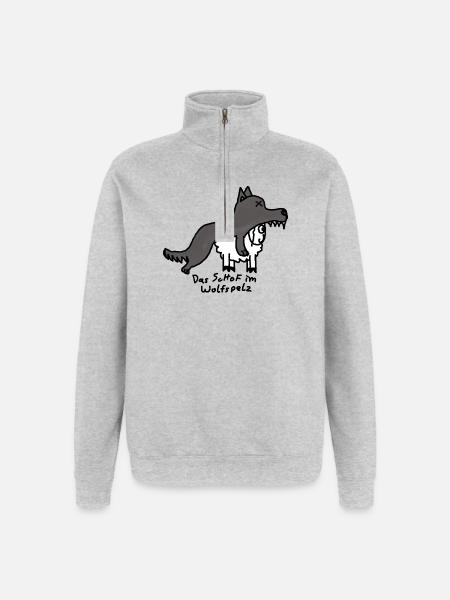 Schof im Wolfspelz - Quarter-Zip-Sweatshirt - Grau meliert