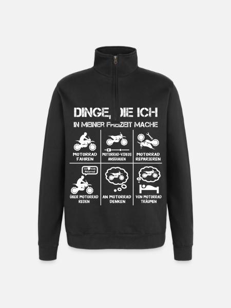 Freizeit - Motorradfahrer - Biker - Quarter-Zip-Sweatshirt - Schwarz