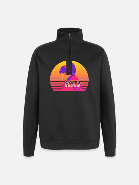 Synthwave Girl - Quarter-Zip Sweatshirt - black