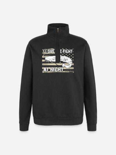 Poisson-chat - Sweat à zip 1/4 - noir