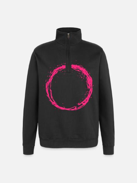 Circle pink - Quarter-Zip Sweatshirt - black