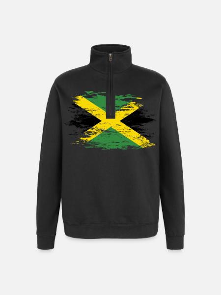 Jamaica flag used - Quarter-Zip Sweatshirt - black