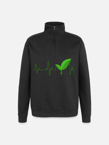 Vegan - Quarter-Zip-Sweatshirt - Schwarz