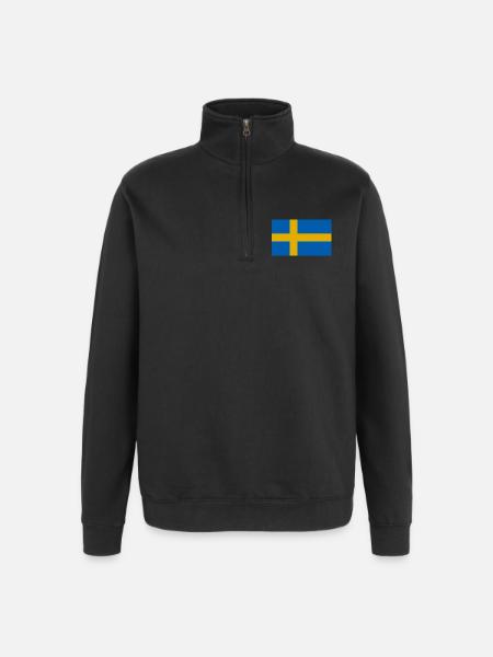 Schweden Flagge - Quarter-Zip-Sweatshirt - Schwarz