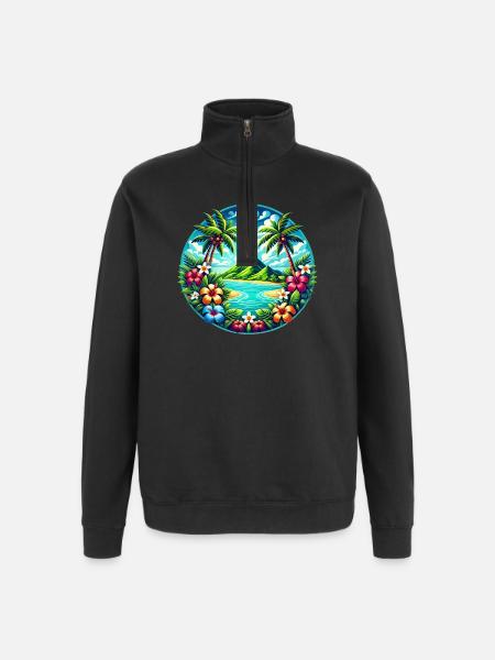 Caribbean Island Logo - Quarter-Zip Sweatshirt - black