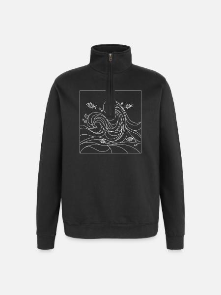 geometric ocean - Quarter-Zip Sweatshirt - black