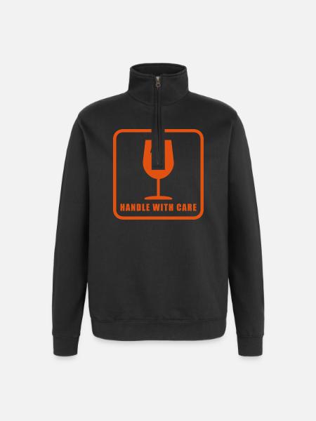 Panneau d’étiquette d’expédition Fragile Handle With Care - Sweat à zip 1/4 - noir