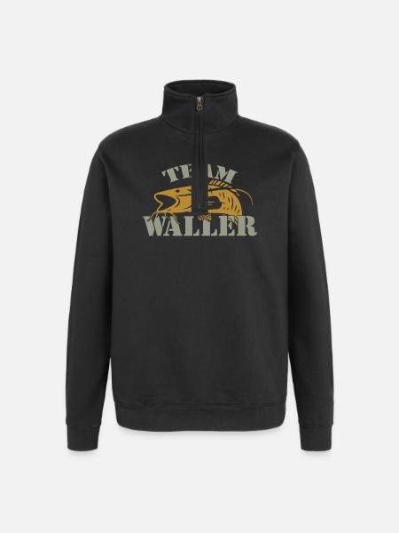 Team Waller - Wels fischen - Quarter-Zip-Sweatshirt - Schwarz