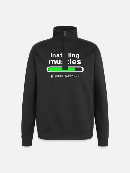 installing muscles - Quarter-Zip Sweatshirt - black