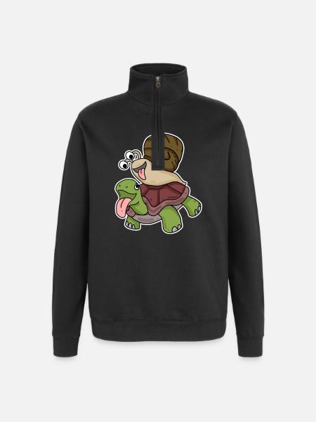 Tortue et escargot - Sweat à zip 1/4 - noir